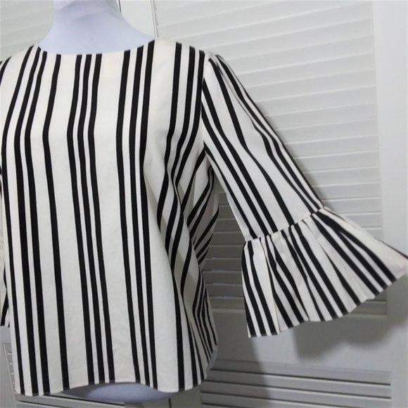 Alice + Olivia Monochrome Striped Blouse - Picture 5 of 9